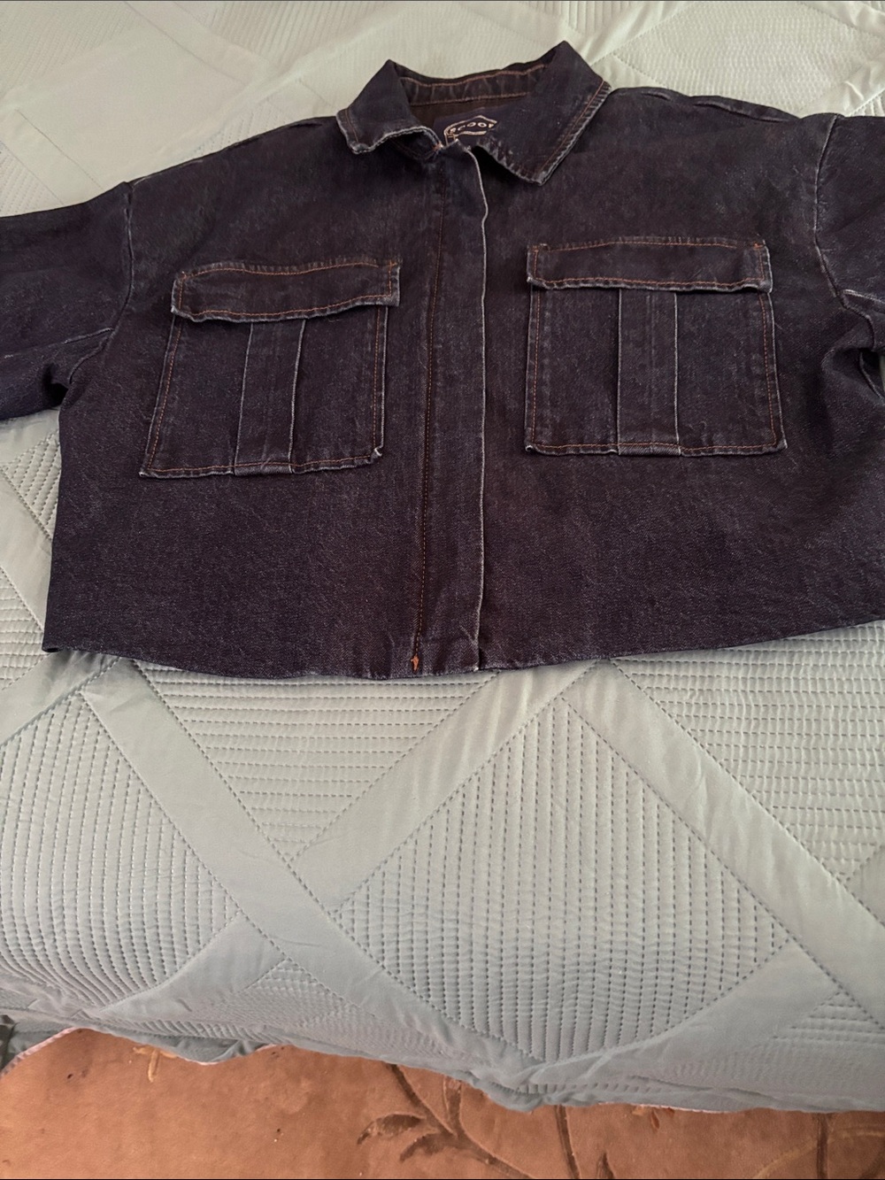 Dark Wash Denim Jean Jacket with Front Flap Pockets
